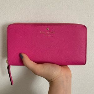 Kate Spade hot pink zip-around continental wallet